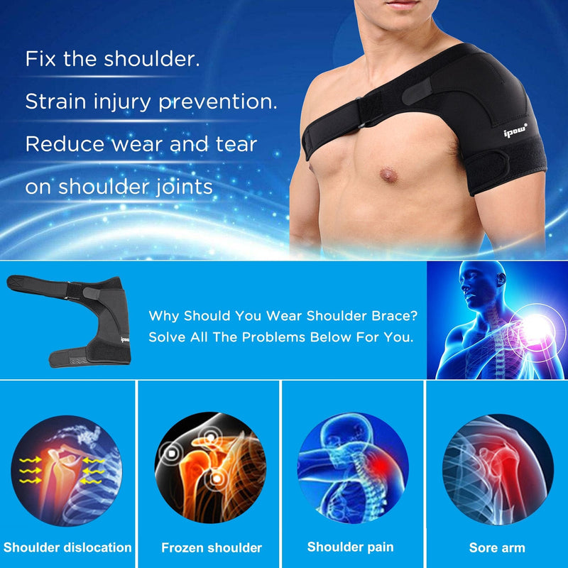 IPOW Adjustable Neoprene Shoulder Support Bandage Strap Helps Stability, Arthritic Shoulders, Shoulder Dislocation, Unisex, Fits Both Left or Right Shoulder L - NewNest Australia