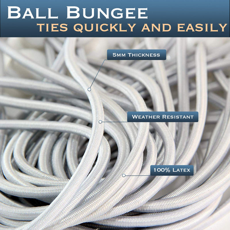eHomeA2Z Ball Bungee White Heavy Duty 25 Pack 6 Inch Weather Resistant 5mm Thick for Camping Tarp Cargo Tent (25, 6-inch) - NewNest Australia