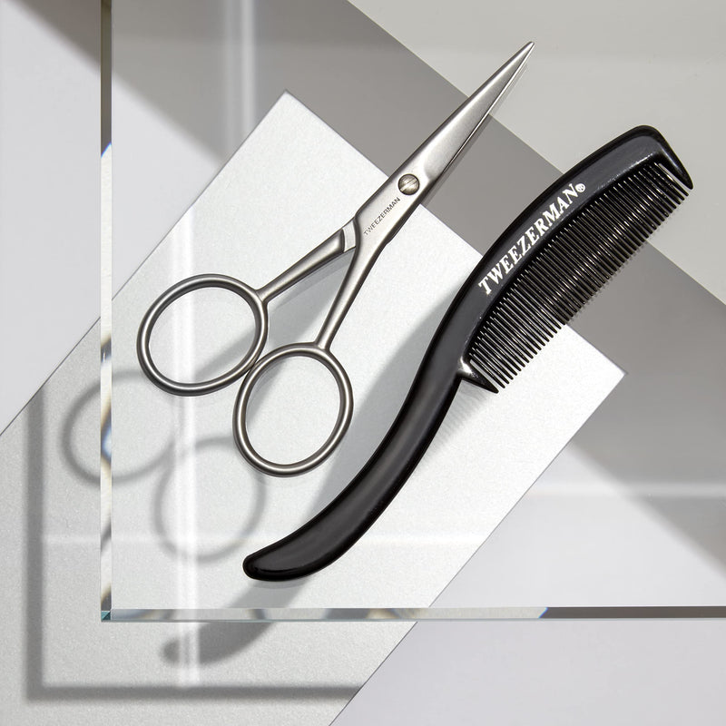 TWEEZERMAN GEAR Beard Scissors and Comb Man Care Grooming Facial Hair Shaping Shortening - NewNest Australia