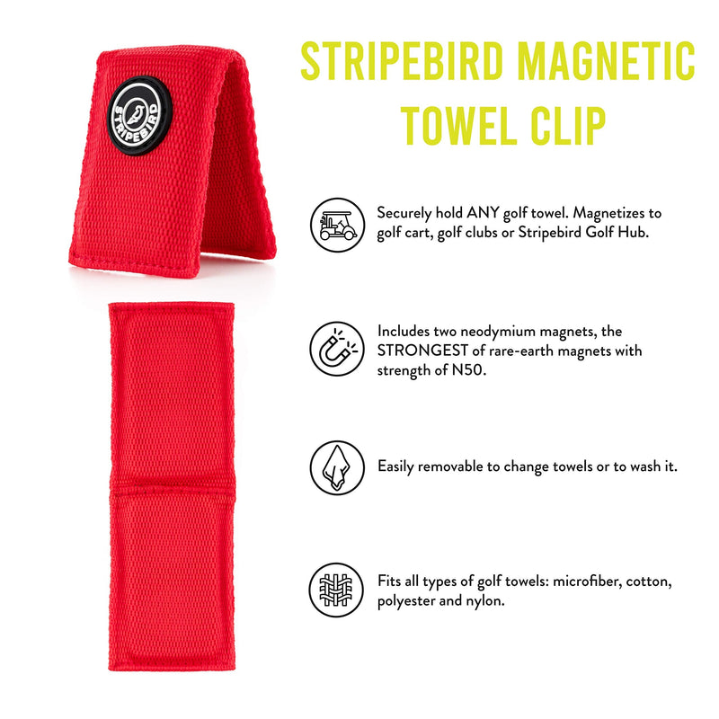 Stripebird - Magnetic Clip for Golf Towel (Major Red) - (Highest Strength Magnet) - Easily Access Golf Towel While You Golf - Attaches to Golf Cart, Clubs or Golf Hub - Removable from Towels Major Red - NewNest Australia
