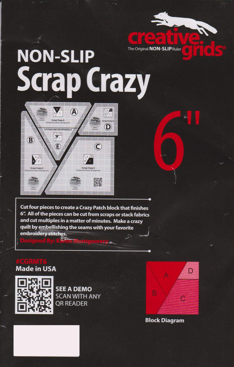 Creative Grids Scrap Crazy 6 Templates Quilt Ruler 4pc Set - CGRMT6 - NewNest Australia