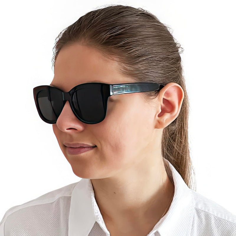 Mini glasses, stylish retro sunglasses with prescription, plastic glasses frame with thick frame (black) and large lenses, free case, women's reading sunglasses 1.5 diopters - NewNest Australia