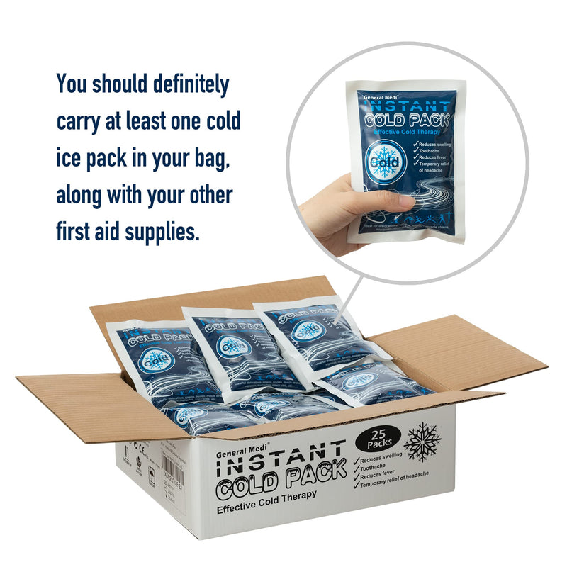 General Medi disposable cold instant compress (25 pieces), cold pack for immediate cooling and for first aid measures, pain relief, swelling, inflammation, cooling pad for external use 25 pieces - NewNest Australia