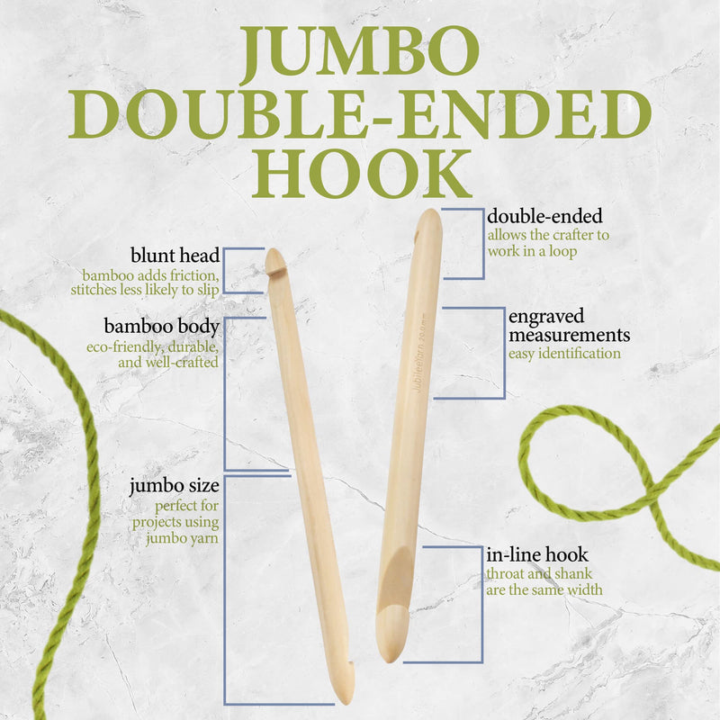 JubileeYarn Jumbo Double Ended Bamboo Tunisian Crochet Hook - US S (20mm) US S (20mm) - NewNest Australia