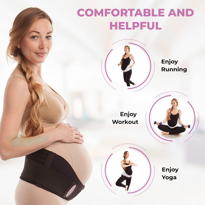 GABRIALLA Breathable Cotton Lined Maternity Support Belt, Helps Prevent Stretchmarks & Relieve Lower Back Pain, Best Pregnancy Belly Support Band, Made in USA, MS-96i Black Small - NewNest Australia
