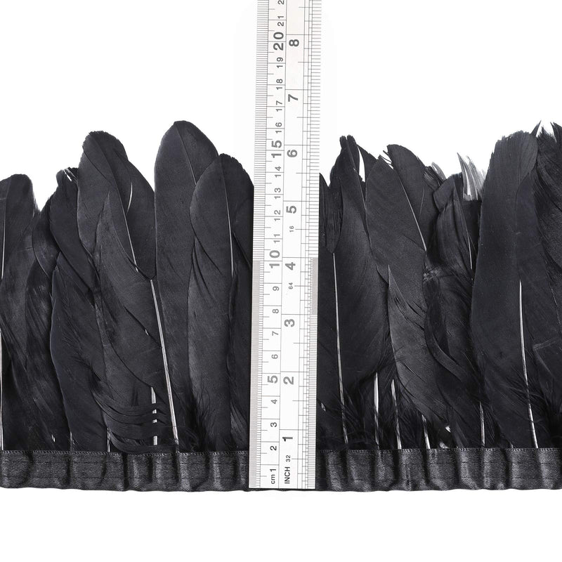 AWAYTR Duck Goose Feather Trim Fringe 2 Yards (Black) Black - NewNest Australia