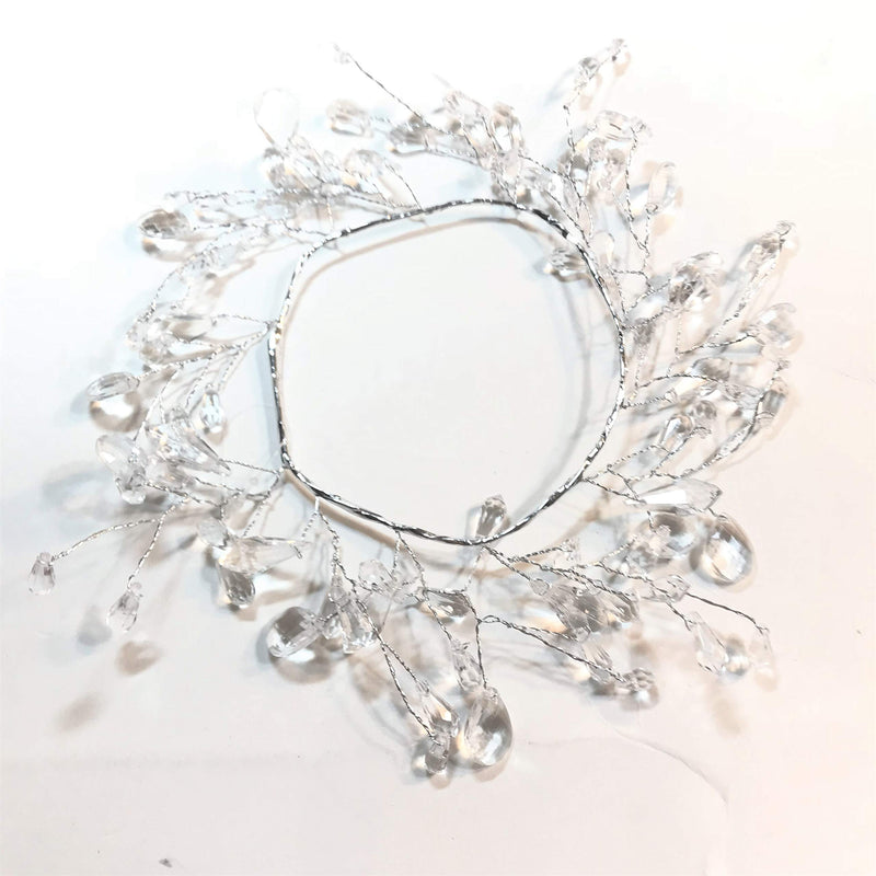 NewNest Australia - Elegant Blooms & Things Clear Faceted Faux Crystal Candle Ring Center Diameter 3.5" 