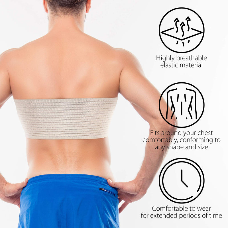 ORTONYX 6.25" Broken Rib Brace Unisex - Elastic Chest Wrap Comppression Support Belt - Rehabilitation of Cracked, Fractured, Dislocated Ribs Post-Surgery Aid S/M Beige / ACOX5226-BG-SM Small/Medium (Pack of 1) - NewNest Australia