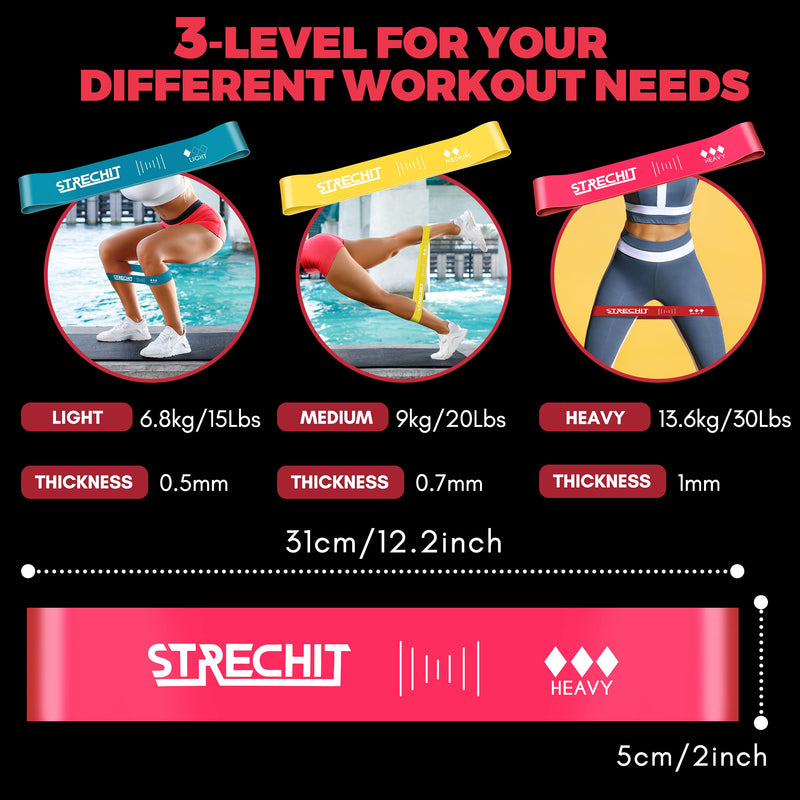 Resistance Bands Set of 3 for Men & Women with Different Resistance Levels for Shaping Legs & Glutes - Exercise Band for Gym, Yoga, Home Exercise, Workout with Carrying Bag & Posture Guide. - NewNest Australia