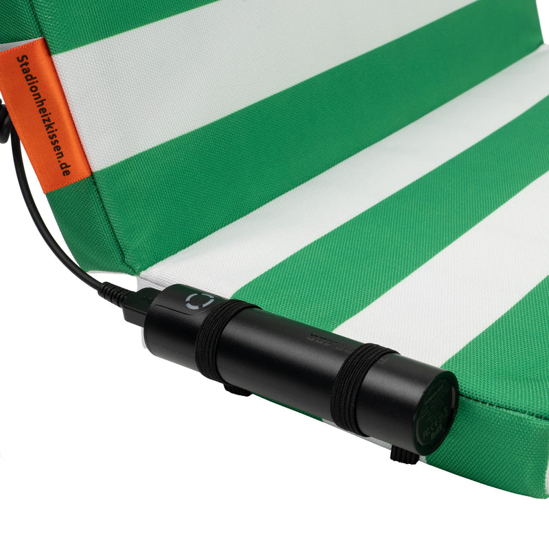 Heated Stadium Seat Cushion | Thermal Heat to Keep You Warm When Doing Outdoor Activities Like Camping | Foldable & Portable | Water & Dirt-Resistant | USB Connector | Green/White | 33x33x3.5 cm - NewNest Australia