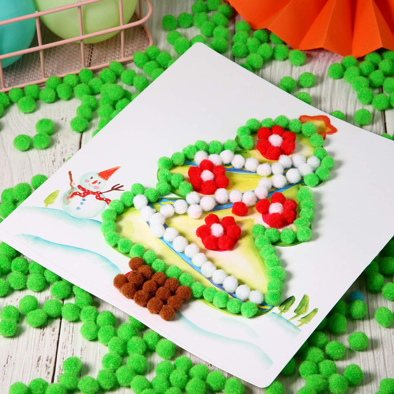 Shappy Christmas 500 Pieces 1 Inch Craft Pom Pom Balls for DIY Creative Crafts Decorations Kids Craft Project Home Party Holiday Decorations (Green) Fruit Green - NewNest Australia