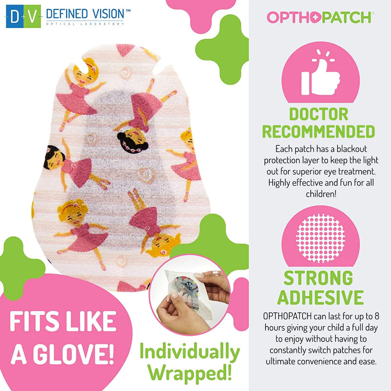 Opthopatch Kids Eye Patches - Fun Girls Design [Series I] - 60 + 10 Bonus Latex Free Hypoallergenic Cotton Adhesive Bandages for Amblyopia and Cross Eye - 3 Reward Chart Posters by Defined Vision - NewNest Australia