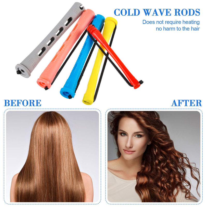 60 Pieces Hair Perm Rods Set Plastic Perming Rods Cold Wave Rods 5 Sizes Hair Curling Rollers with Rat Tail Hair Comb Stainless Steel Pintail Comb for Women Girls Hairdressing Styling - NewNest Australia