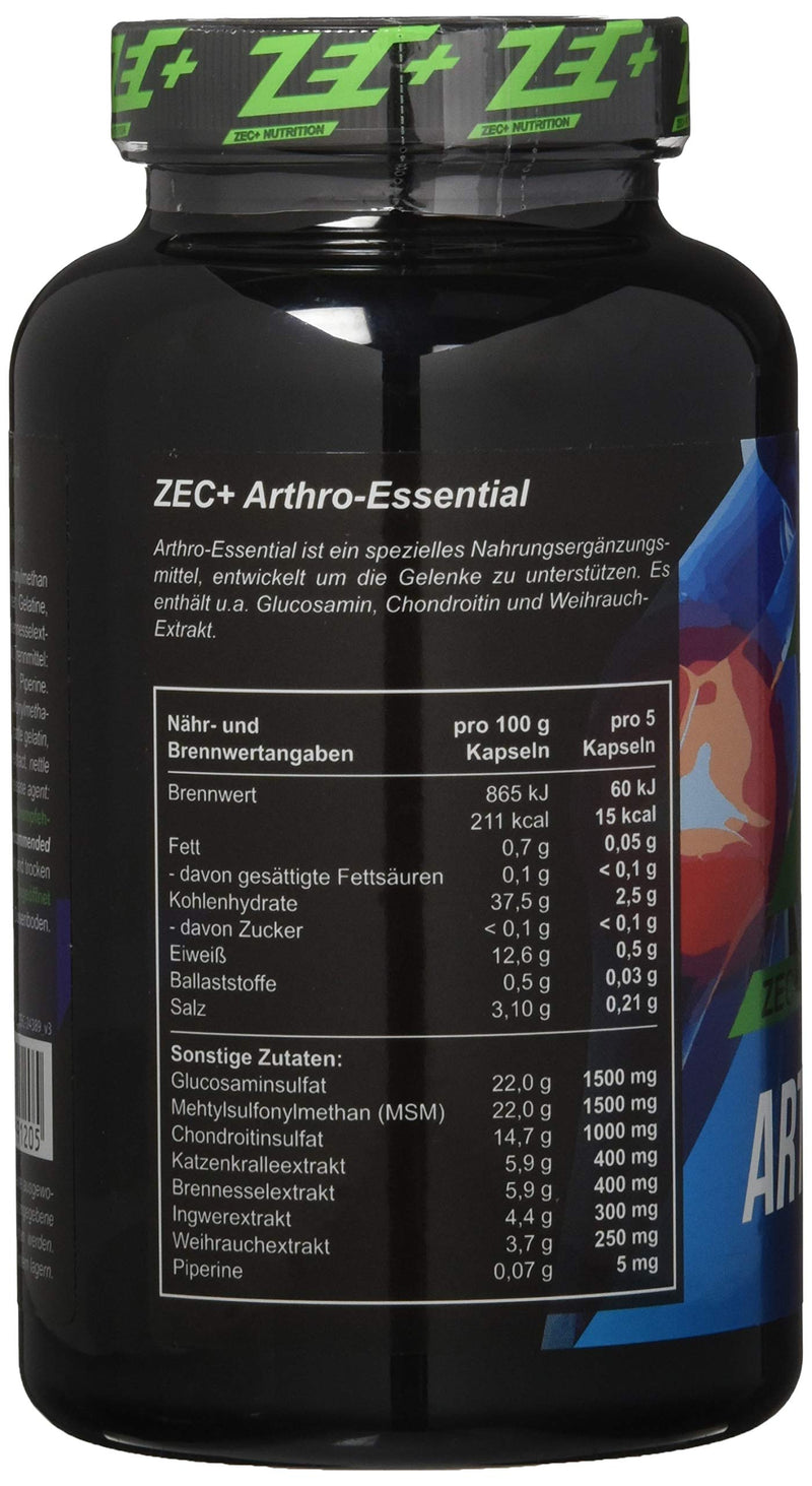 Zec+ Nutrition Arthro Essential - 150 Capsules With Glucosamine, Chondroitin, Msm & Frankincense Extract, Nutritional Supplement For Physical Stress Caused By Intensive Sports - NewNest Australia