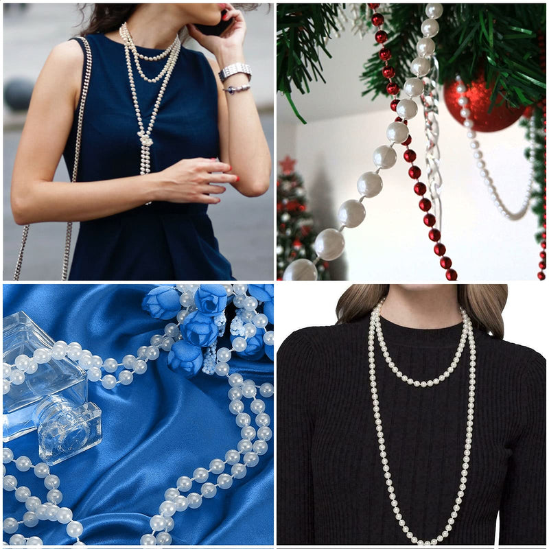 Craft String of Pearls 6MM Pearl Bead, 66 Feet White Faux Pearl Garland Roll Strand for Wedding Party Decoration 6mm × 66 feet - NewNest Australia
