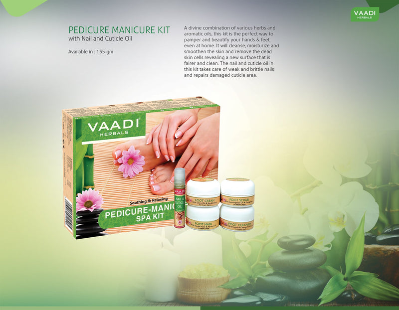 Vaadi Herbals Pedicure Manicure Spa Kit Soothing & Refreshing Hands Feet Toes & Nails 135 ml - NewNest Australia