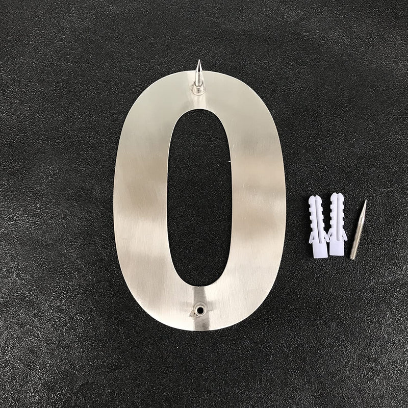 House Number - 6 Inch Stainless Steel Floating Home Address Number, Rustproof & Easy Install, Silver, (Number 0) Number 0 - NewNest Australia