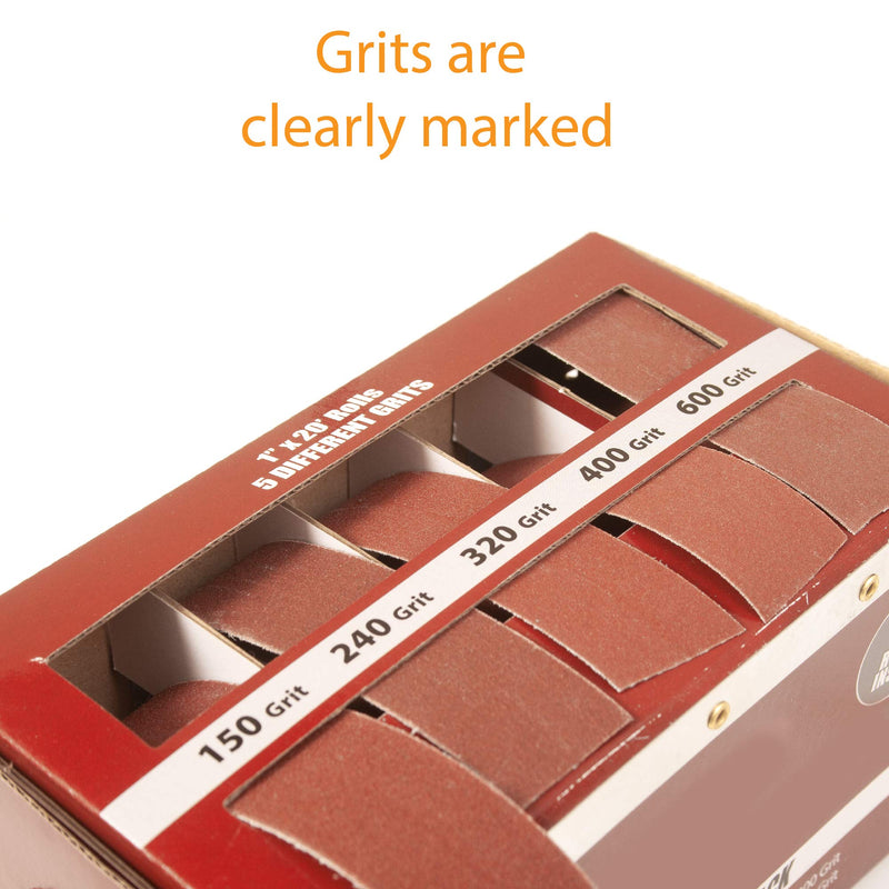 Boxed Multi-Roll Assorted Abrasive Rolls For Wood Turners, Furniture Repair, Woodworkers, Metal Workers and Automotive Body Work In Assorted Grits, Includes 150, 240, 320, 400 and 600 Grit Rolls 1 Dispenser Box with All 5 Grits - NewNest Australia