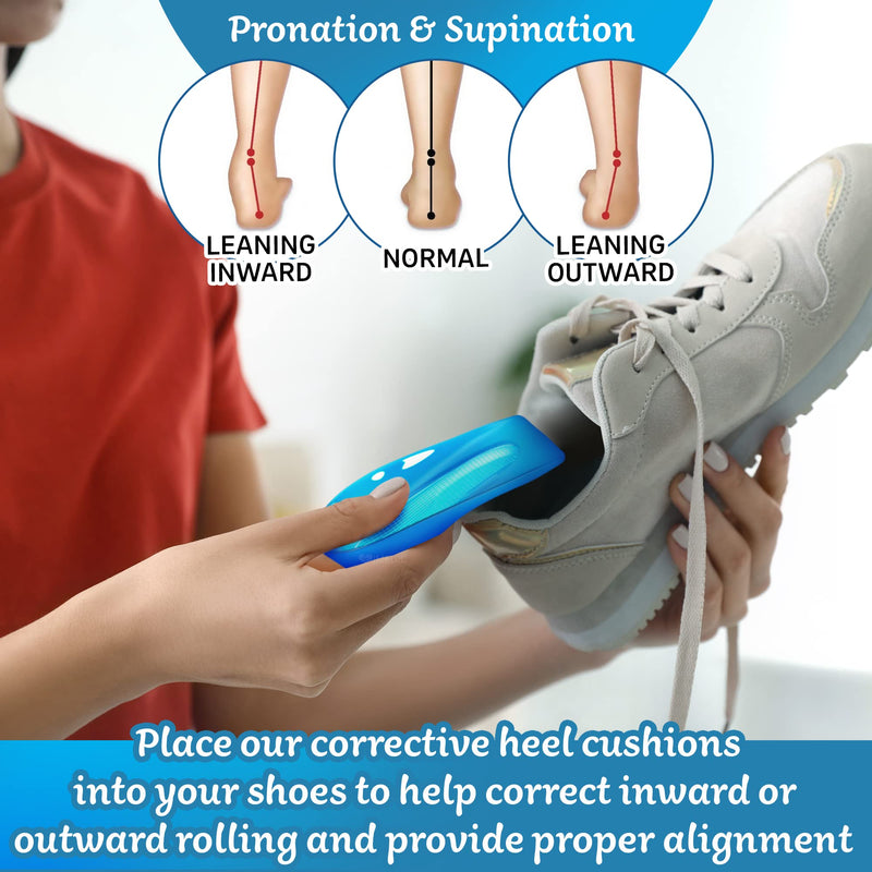 Medipaq Posture Correcting Gel Heel Pads - 1 Pair (S/M: UK Size 3-8) Gel Heel Cups - Gel Heel Pads for Plantar Fasciitis - Angled Design Corrects Pronation or Supination 1x Pair - S/M (Size 3 - 8) - NewNest Australia