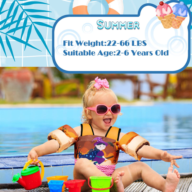 Elejolie Kid Swim Vest for Child Learn Swiming Training,Infant Safety Swim Aid Jacket for Toddler 2 3 4 5 6 Years Old ,Arm Wings for Baby 22-66lbs Witch - NewNest Australia