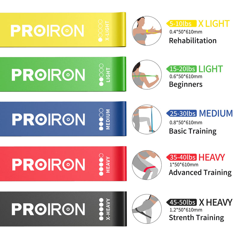 PROIRON Resistance Bands, Resistant Bands, Exercise Bands Resistance for Women and Men, Stretch Bands for Exercise, Gym Bands Set of 5 with Guide and Carrying Bag #1 classic set - NewNest Australia
