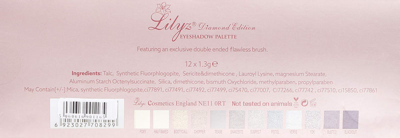 Lilyz Miss Glam Diamond Edition 12 Colour Eyeshadow Palette with Double Ended Flawless Brush - NewNest Australia