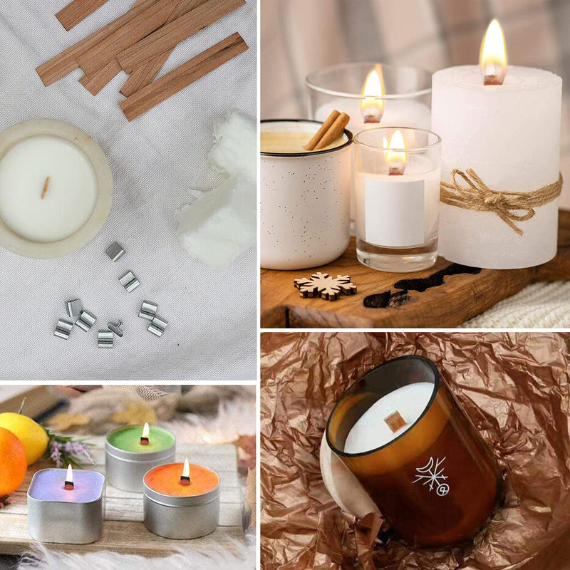 Wooden Wicks for Candle Making - 100pcs Candle Wicks for Soy Wax with Metal Clips at Base - Cracking Wood Wicks for Candles Making Home Décor Candle DIY - Wick Holders for Candle Making - NewNest Australia