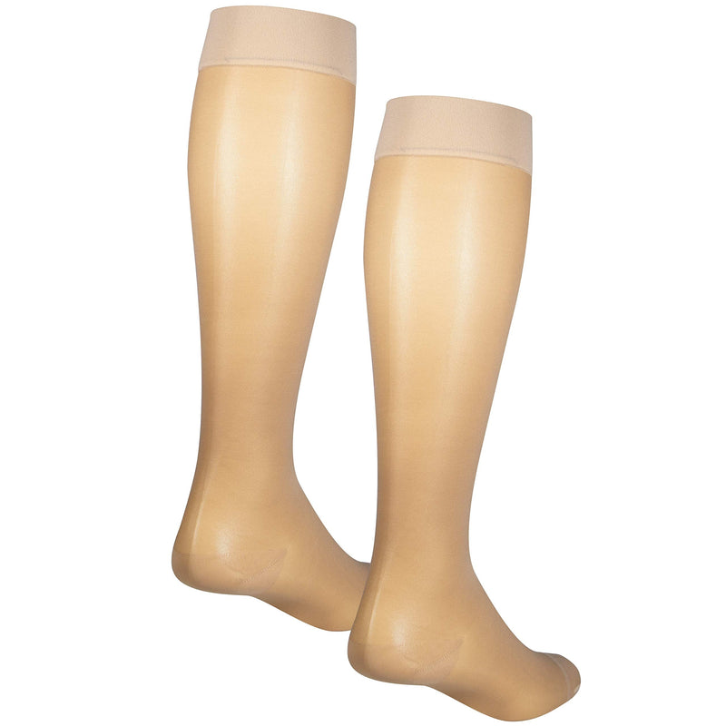 NuVein Sheer Compression Stockings, 15-20 mmHg Support, Women's Medium Denier Nylons, Knee High, Closed Toe, Beige, Small Small (1 Pair) - NewNest Australia
