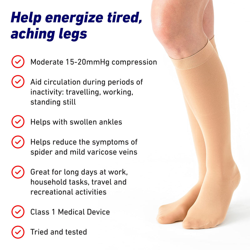 Neo G Energizing Compression Socks for Women Circulation - for spider or varicose veins, swollen legs, feet, ankles, tired and aching legs M-T - NewNest Australia