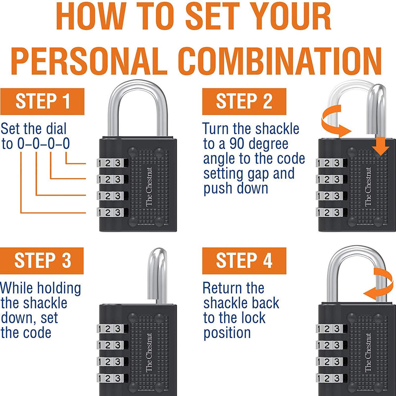 Padlocks 4 Combination - Outdoor Weatherproof Combination Padlock - Keyless Resettable Combo - for Luggage, Travel, Door, School, Gym, Sports, Toolbox, Case, Employee Lockers, Hasp 1 - NewNest Australia