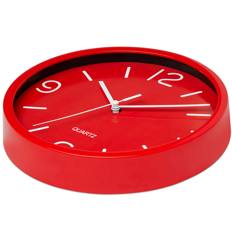 NewNest Australia - Bernhard Products Red Wall Clock 8 Inch Silent Non Ticking, Quality Quartz Battery Operated Small Round Easy to Read for Kitchen Home Office Bedroom Bathroom Decorative Clocks (Red) Candy Apple Red 