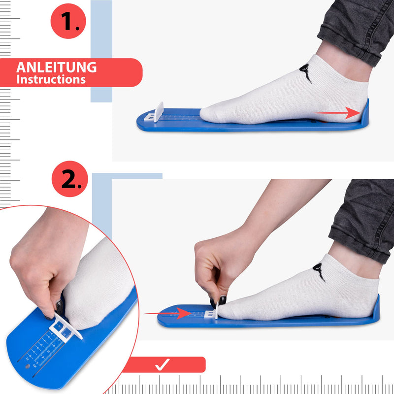 SULPO foot measuring device - shoe size measurement from 15 to 48 - shoe sizer for children - ideal for determining the size of shoes - blue EU 15 - 48 - NewNest Australia
