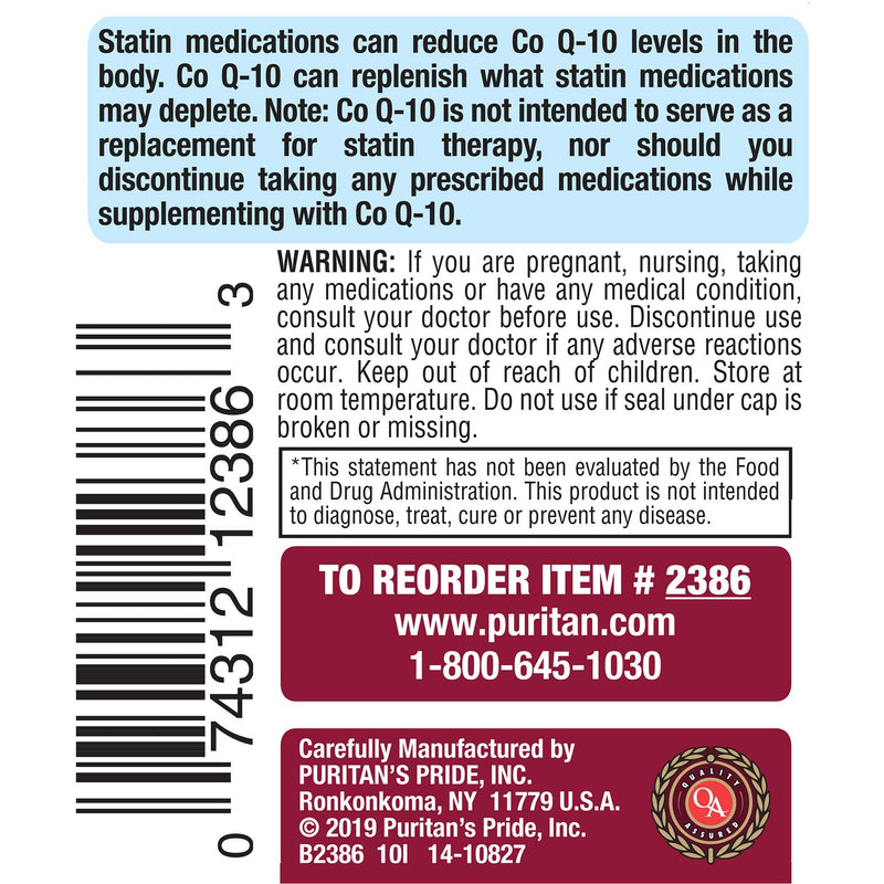 Q-Sorb CoQ10 50mg, Contributes to Heart Wellness,100 Softgels by Puritan's Pride 100 Count - NewNest Australia
