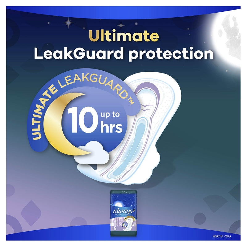 24 Count, ALWAYS Ultra Thin Size 5 Extra Heavy Overnight Pads with Wings Unscented - NewNest Australia