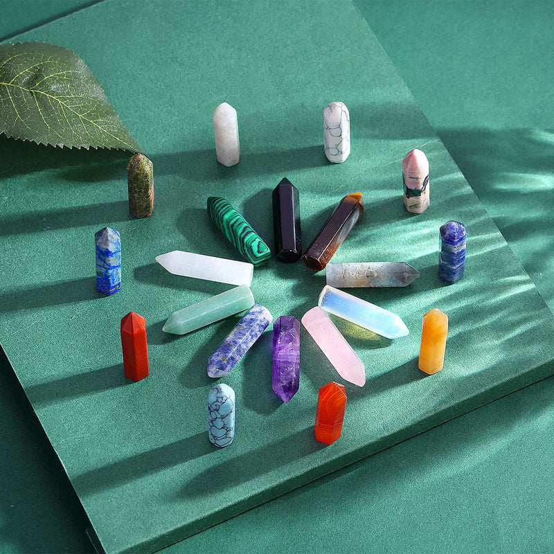 XIANNVXI 20 Pcs Healing Crystals Stones Set Crystal Wand Bulk Chakra Gemstones Hexagonal Pointed Palm Reiki Crystal Stones for Energy Meditation Balancing Therapy Multicolour-20 - NewNest Australia