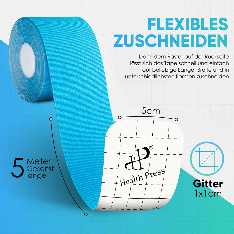 Kinesiology Tapes - 4 Rolls Of Kinesiology Tape 2 X Blue + 2 X Pink (5 Cm X 5 M) - Original Health Press Kinesiology Tape - Professional Physio Tape And Sports Tape - Skin-Friendly Tapes Dermatest: Very Good - NewNest Australia