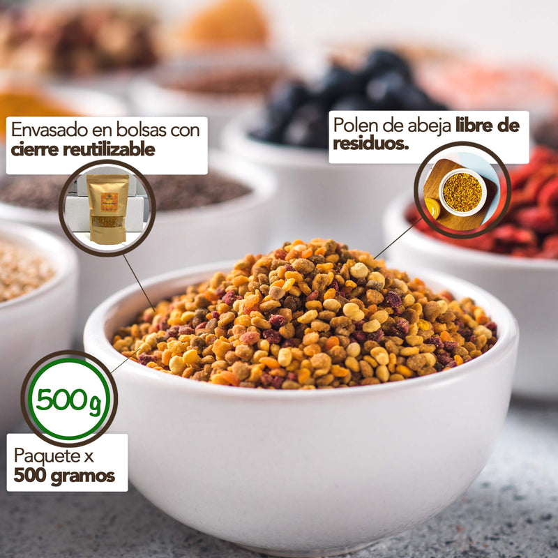 Pollen (EU) 500 g - 100% natural. Waste-free bee pollen. pollen. Bee pollen is a source of proteins, amino acids, lipids, vitamins and minerals. - NewNest Australia