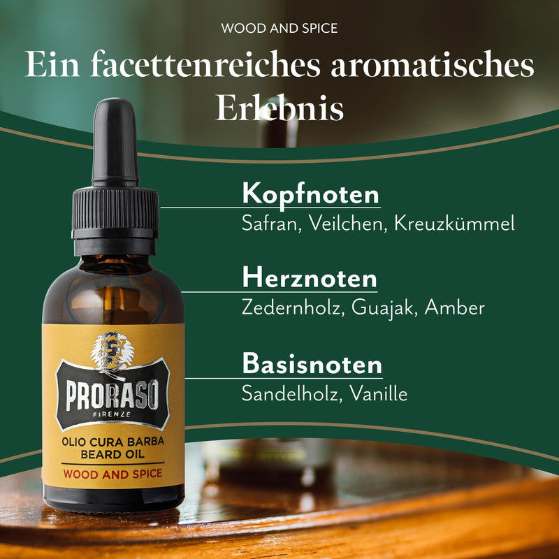 Proraso Beard Oil, Wood & Spice, beard oil with cedar wood & citrus scent, beard softener nourishes skin & hair and protects beard hair, Made in Italy, 30 ml (pack of 1) single - NewNest Australia