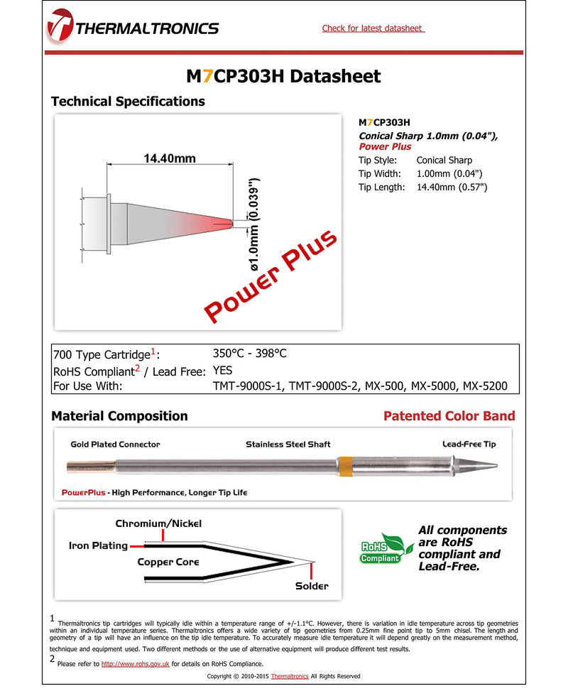 Thermaltronics M7CP303H Conical Sharp 1.0mm (0.04in), Power Plus - NewNest Australia