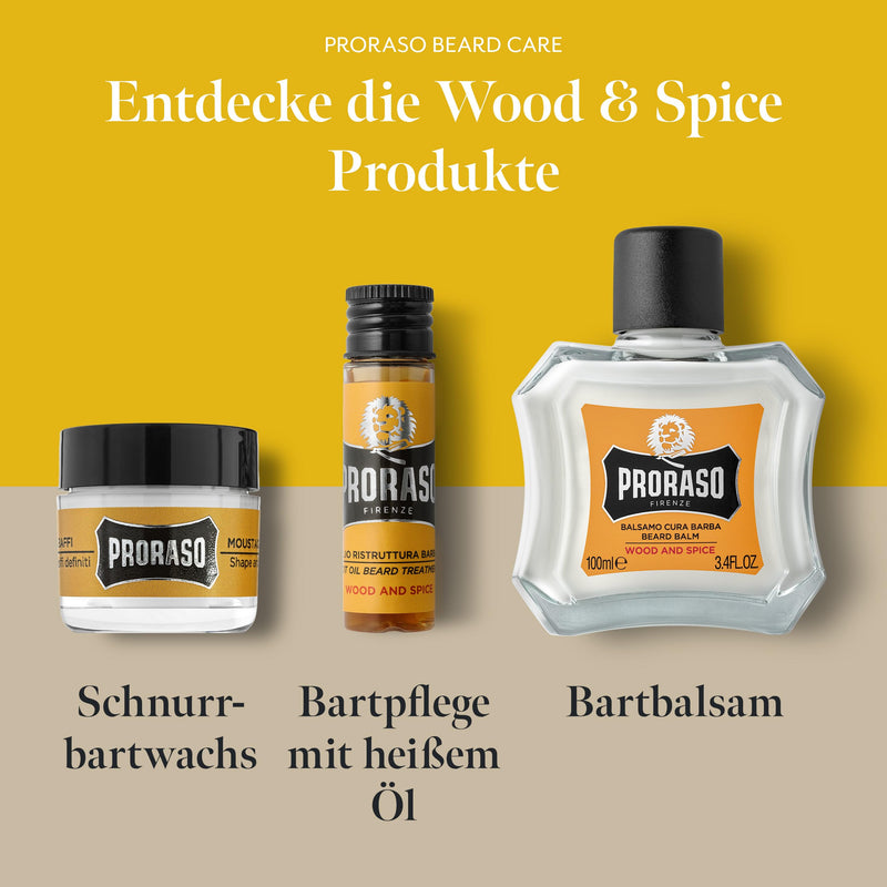 Proraso Mustache Wax, Wood and Spice, 15 ml, mustache wax with shea butter and beeswax for care and styling of facial hair, Made in Italy - NewNest Australia