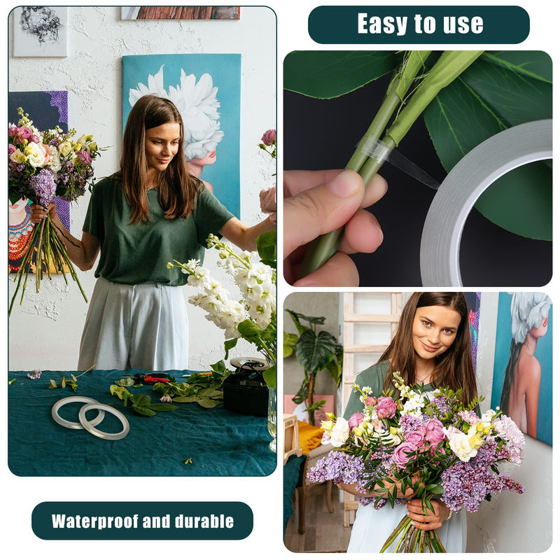 LUTER 2pcs 1/4inch x 36yards Clear Floral Tapes, Heat Resistant Waterproof Flower Arrangement Tape for Bouquets Various Flower Crafts 6mm x 36yards Transparent - NewNest Australia