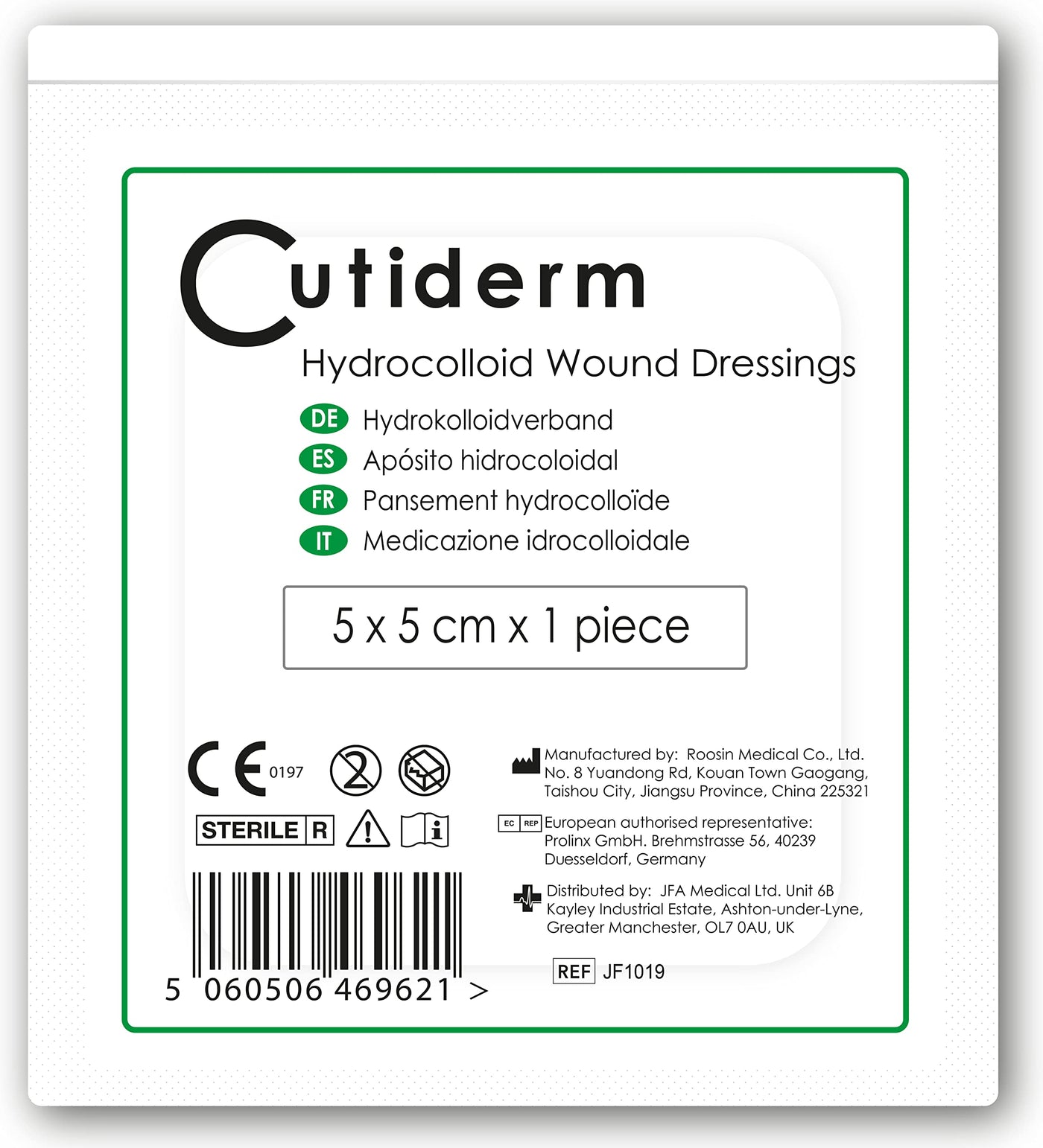 Pack of 10 Cutiderm Sterile Hydrocolloid Adhesive Wound Dressing 5cm x