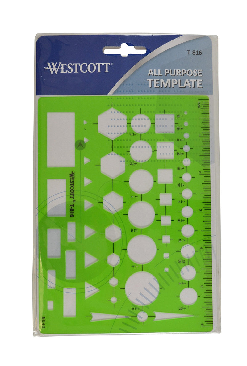 Westcott Technical All Purpose Drawing Template (T-816) , Green , 4 1/2 x 6 in - NewNest Australia