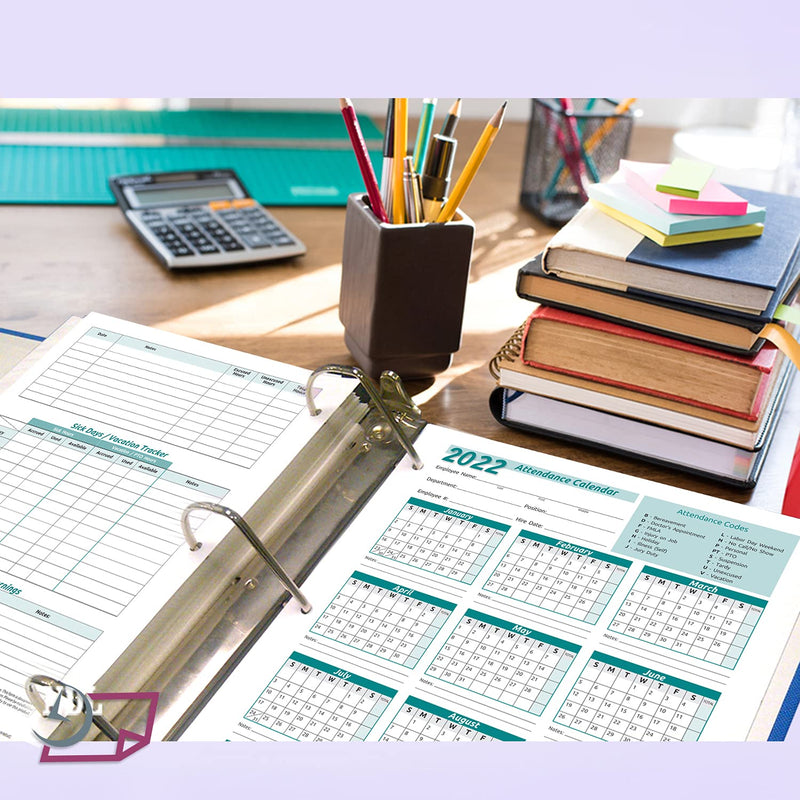 Work Tracker Attendance Calendar Cards- 8 ½ X 11 Cardstock / Pack of 25 Sheets (Green Color - 2022) Green -2022 - NewNest Australia