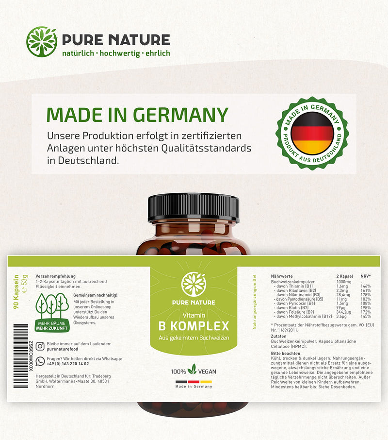 Vitamin B Complex High Dose Pure Buckwheat I 1000 Mg Daily Dose 8-In-1 B Vitamins I 90 Capsules I Highest Bioavailability I All B Vitamins I With B12 Vitamin Without Additives - NewNest Australia