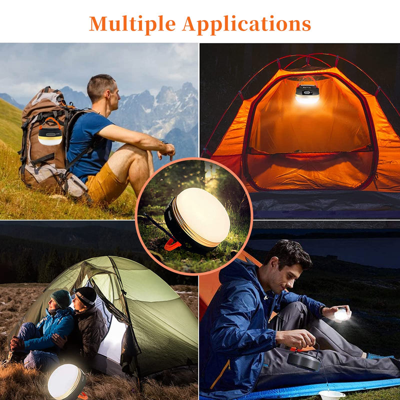 Hathdia 2 Pack Camping Lantern Rechargeable, Small Portable Tent Lights, 3 Light Modes, Hook & Magnet Base,Emergency Power Bank for Camping Hiking Backpacking - NewNest Australia