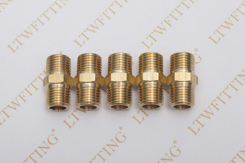 LTWFITTING Lead Free Brass Pipe Hex Nipple Fitting 1/4" Male NPT Air Fuel Water(Pack of 5) - NewNest Australia