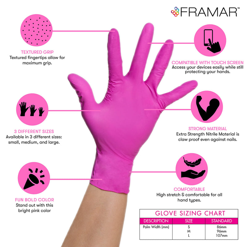 Framar Pink Gloves Disposable Latex Free – Pink Nitrile Gloves Small, Disposable Gloves Small, Rubber Gloves Disposable, Esthetician Supplies, Mechanic gloves Disposable, Guantes Desechables – 100 Pk - NewNest Australia