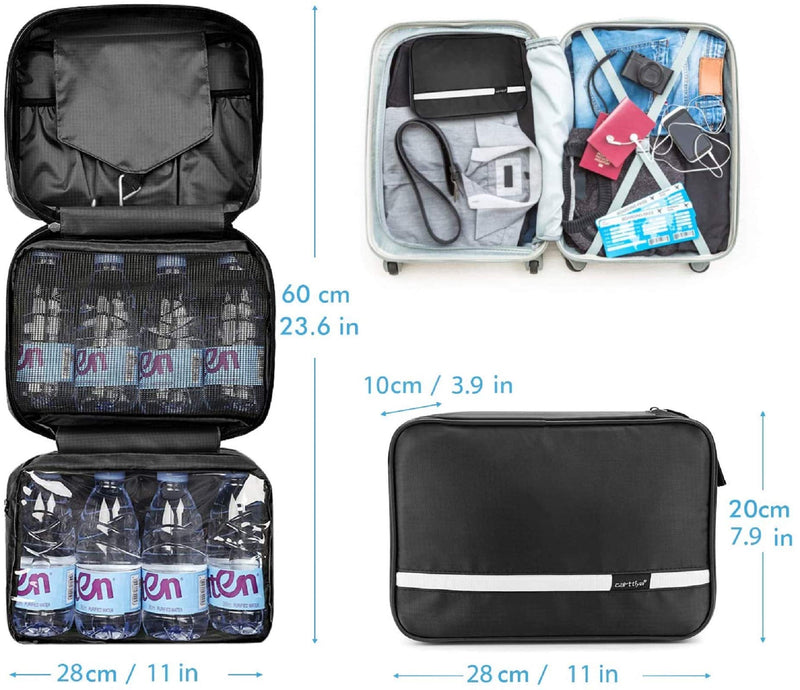 Carttiya Large Toiletry Bag - Men and Women Travel Make up Wash Bag, Cosmetic Waterproof Hanging Toiletries Bag for Business Trip,Gym,Vacation and Household Black - NewNest Australia