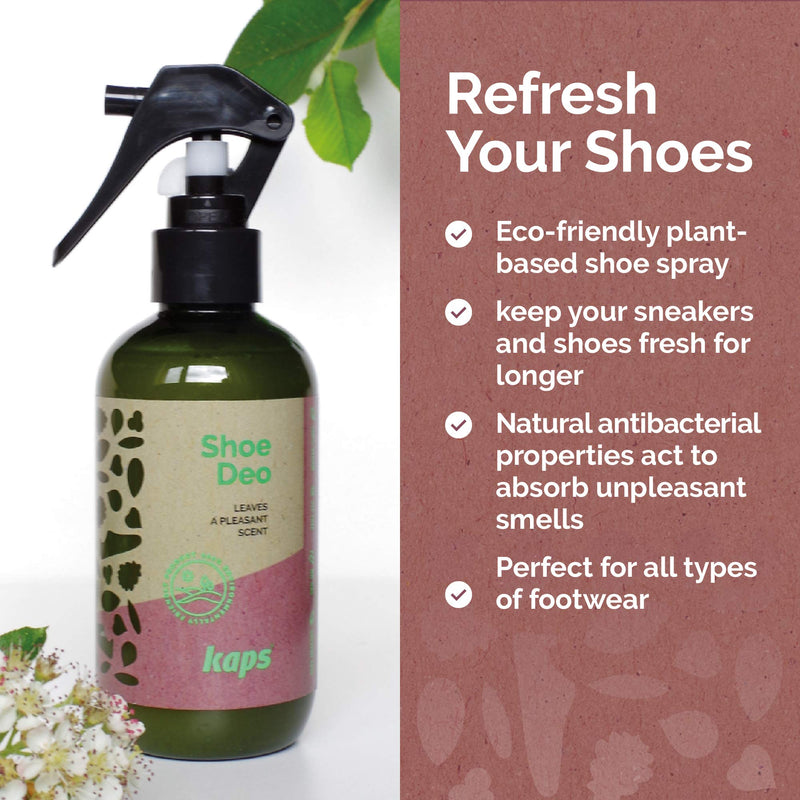 Kaps Eco-Friendly Shoe Deodorant | Odour Eliminator Spray for Sneakers, Trainers, Shoes | Plant-Based and Biodegradable | 200ml Fresh Shoe Deodorizer Spray from Kaps | Made in Europe - NewNest Australia